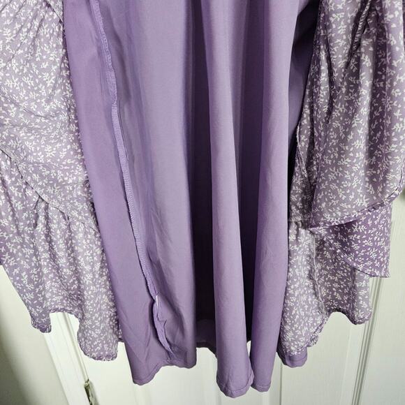 Ellen Tracey Peasant Dress Size L Knee/Midi Purple Ren Faire Lined Long Sleeve - Picture 8 of 8